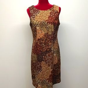 Connected apparel sleeveless brown peacock feathers print Sz 12. Cocktail Dress